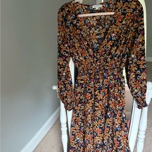 New Look Orange and Blue Bishop Sleeve Sundress